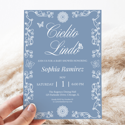 Cielito Lindo Blue — Baby Shower Invitation Template