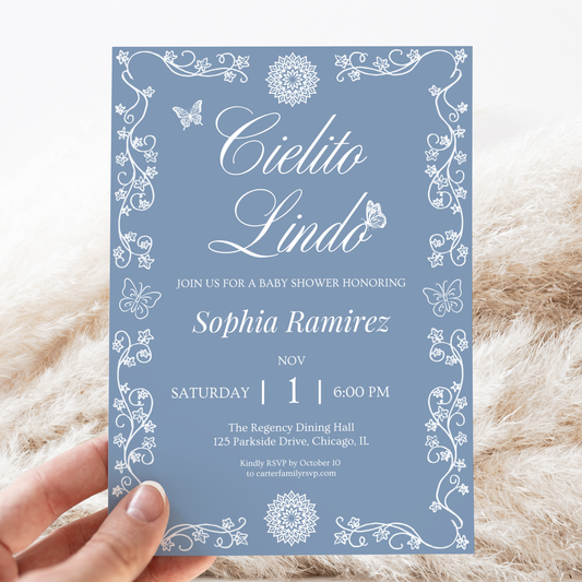Cielito Lindo blue baby shower invitation template