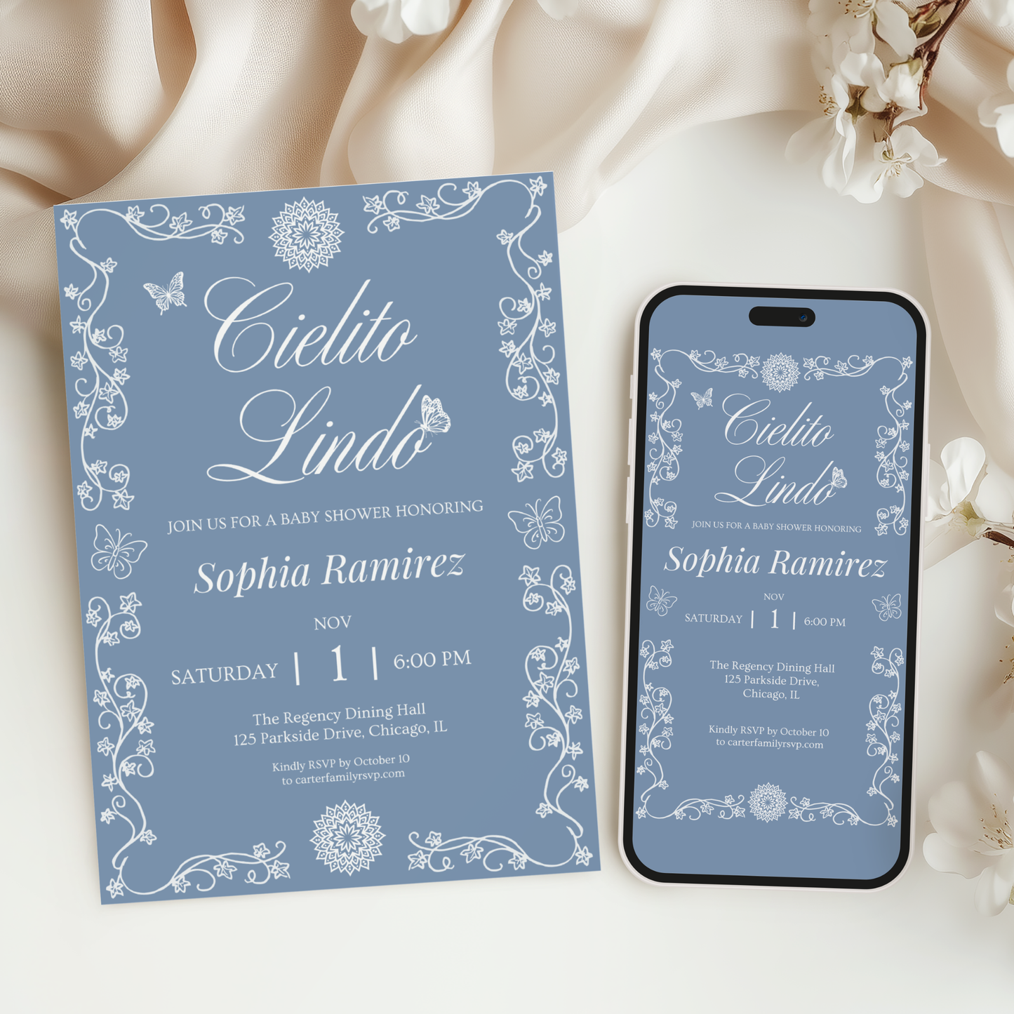 Cielito Lindo Blue — Baby Shower Invitation Template