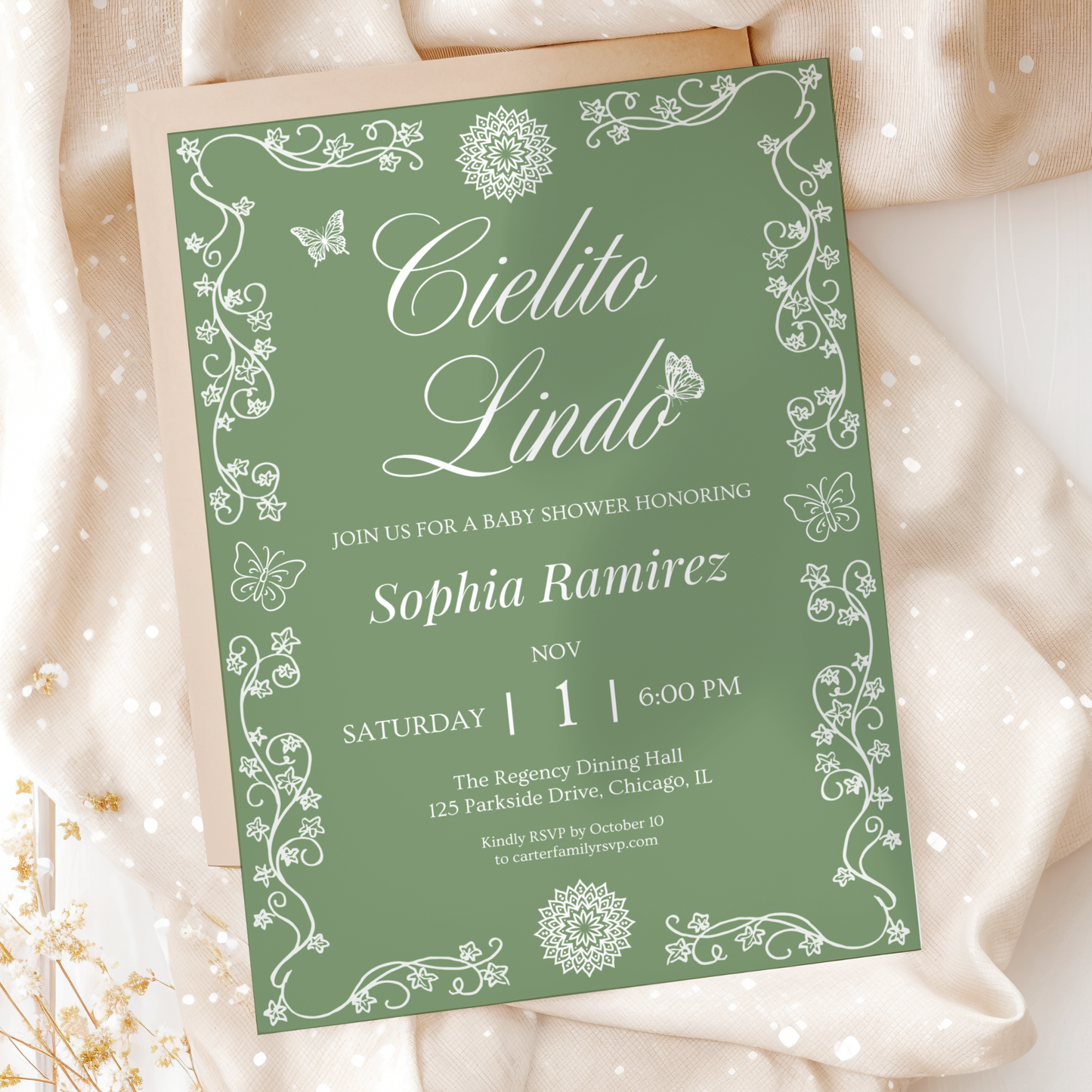 Cielito Lindo Green — Baby Shower Invitation Template