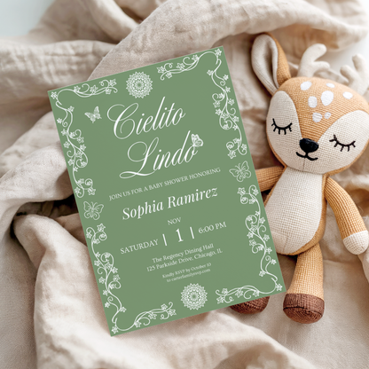 Cielito Lindo Green — Baby Shower Invitation Template