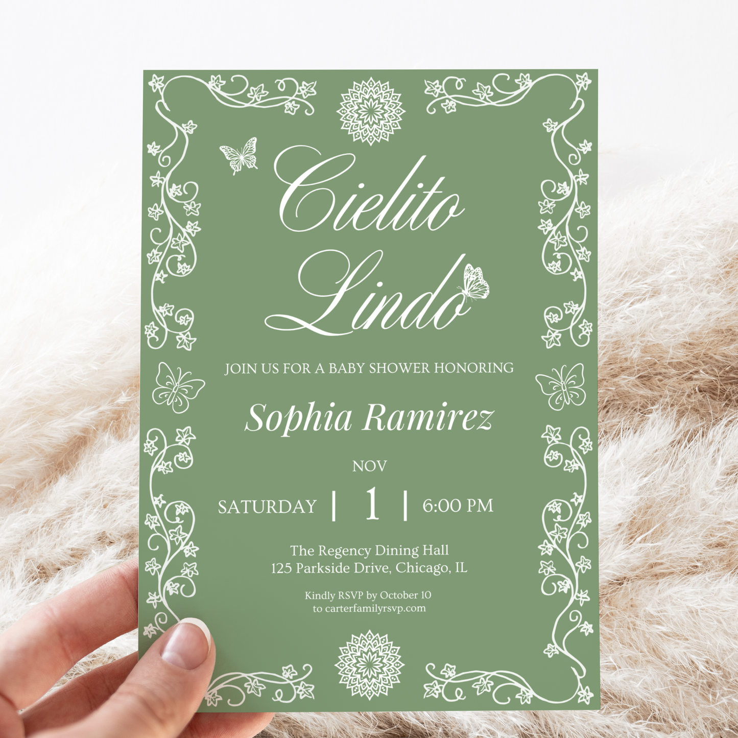 Cielito Lindo Green — Baby Shower Invitation Template