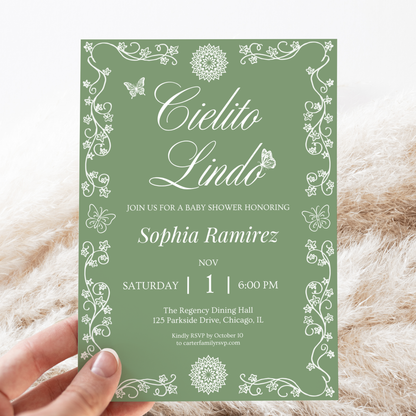 Cielito Lindo Green — Baby Shower Invitation Template