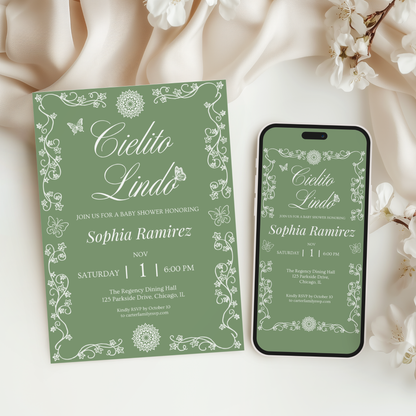 Cielito Lindo Green — Baby Shower Invitation Template