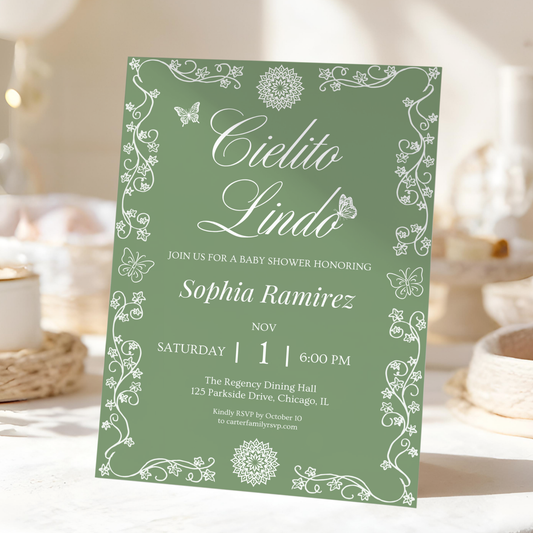 Cielito Lindo Green — Baby Shower Invitation Template