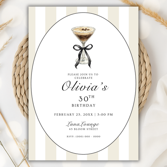 Espresso Martini 30th Birthday Invitation