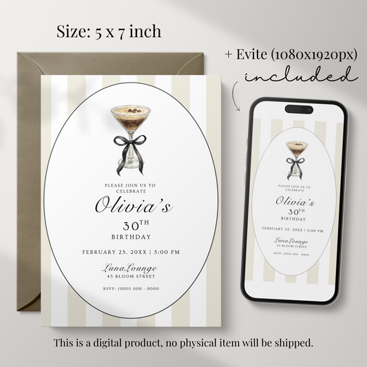 Espresso Martini 30th Birthday Invitation