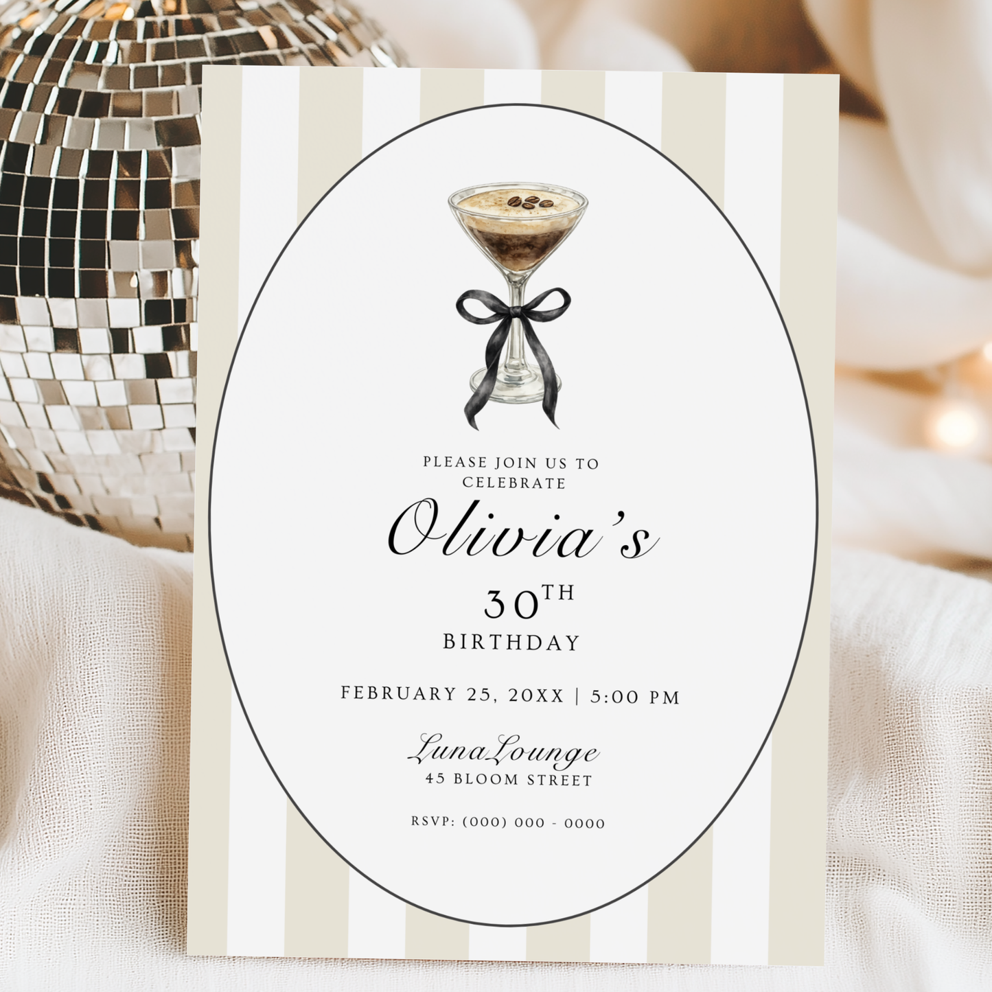 Espresso Martini 30th Birthday Invitation
