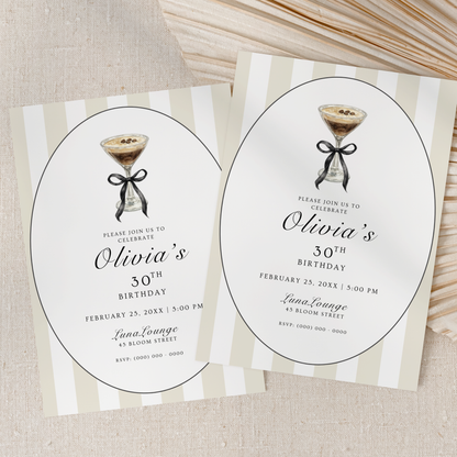 Espresso Martini 30th Birthday Invitation