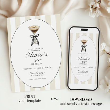 Espresso Martini 30th Birthday Invitation