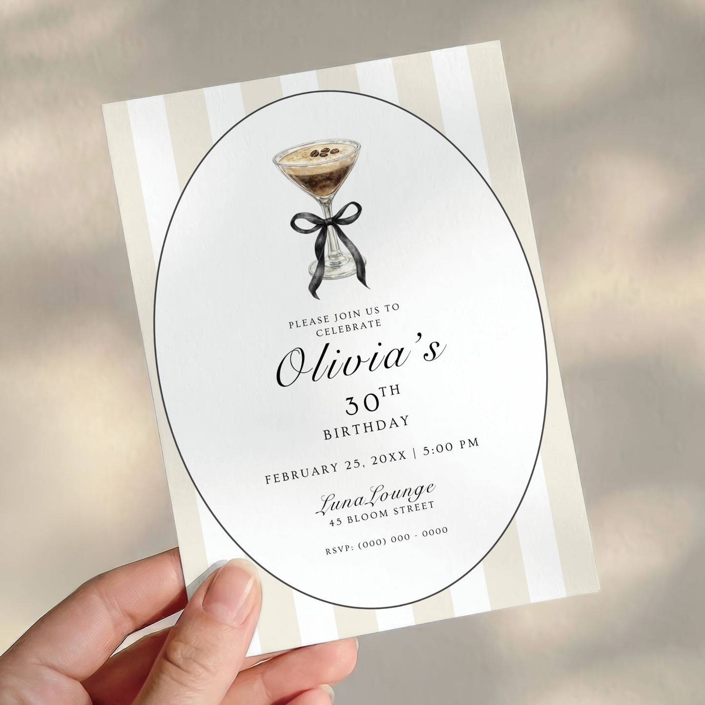 Espresso Martini 30th Birthday Invitation