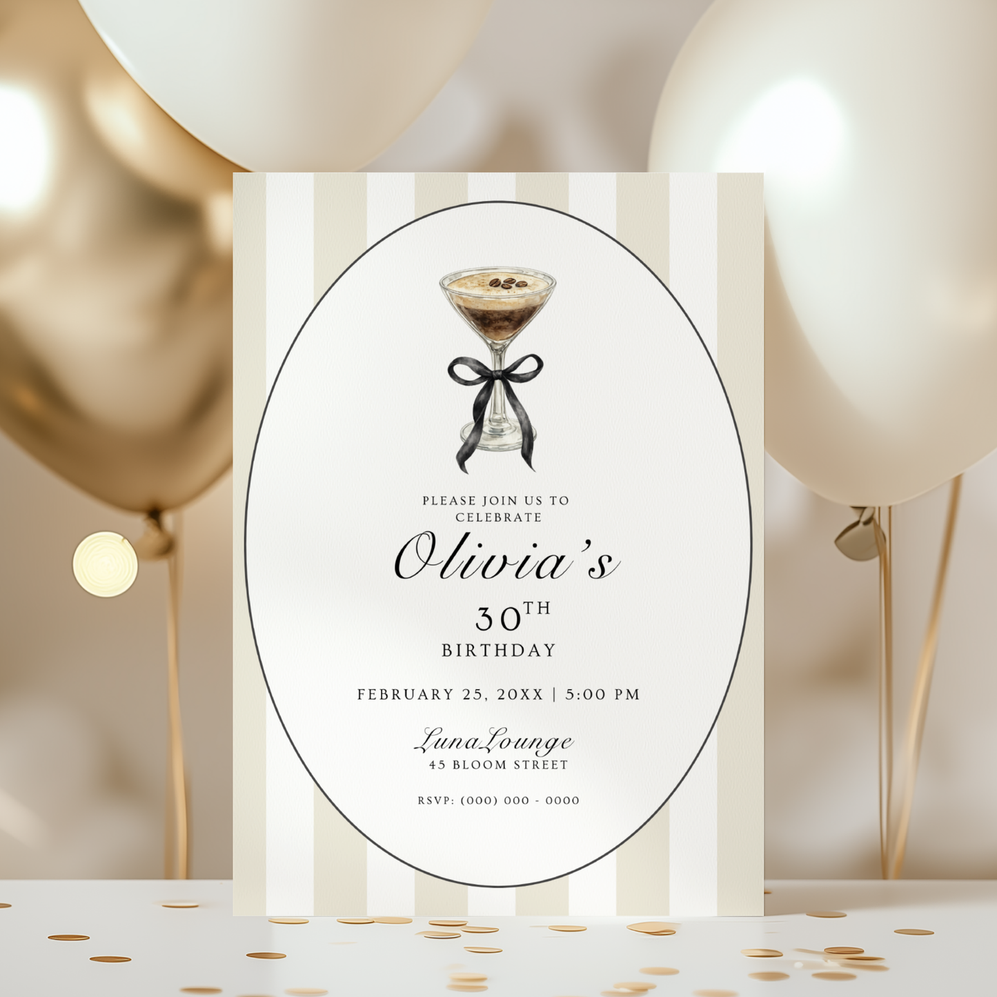 Espresso Martini 30th Birthday Invitation