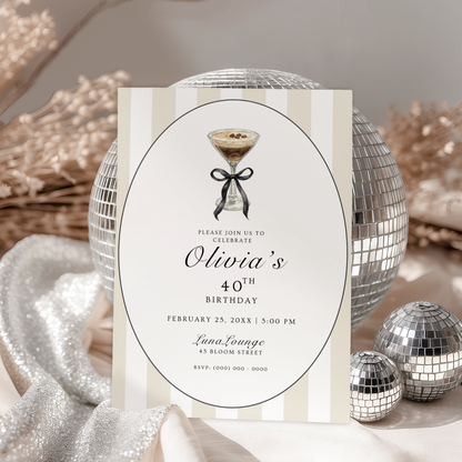 Espresso Martini 40th Birthday Invitation