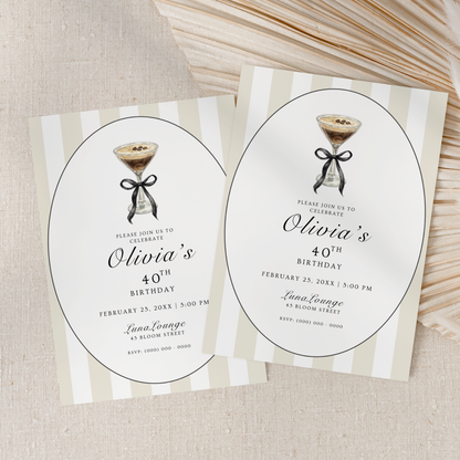 Espresso Martini 40th Birthday Invitation