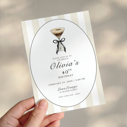Espresso Martini 40th Birthday Invitation