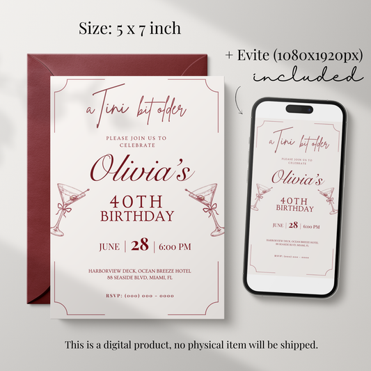 A Tini Bit Older — 40th Birthday Invitation Template
