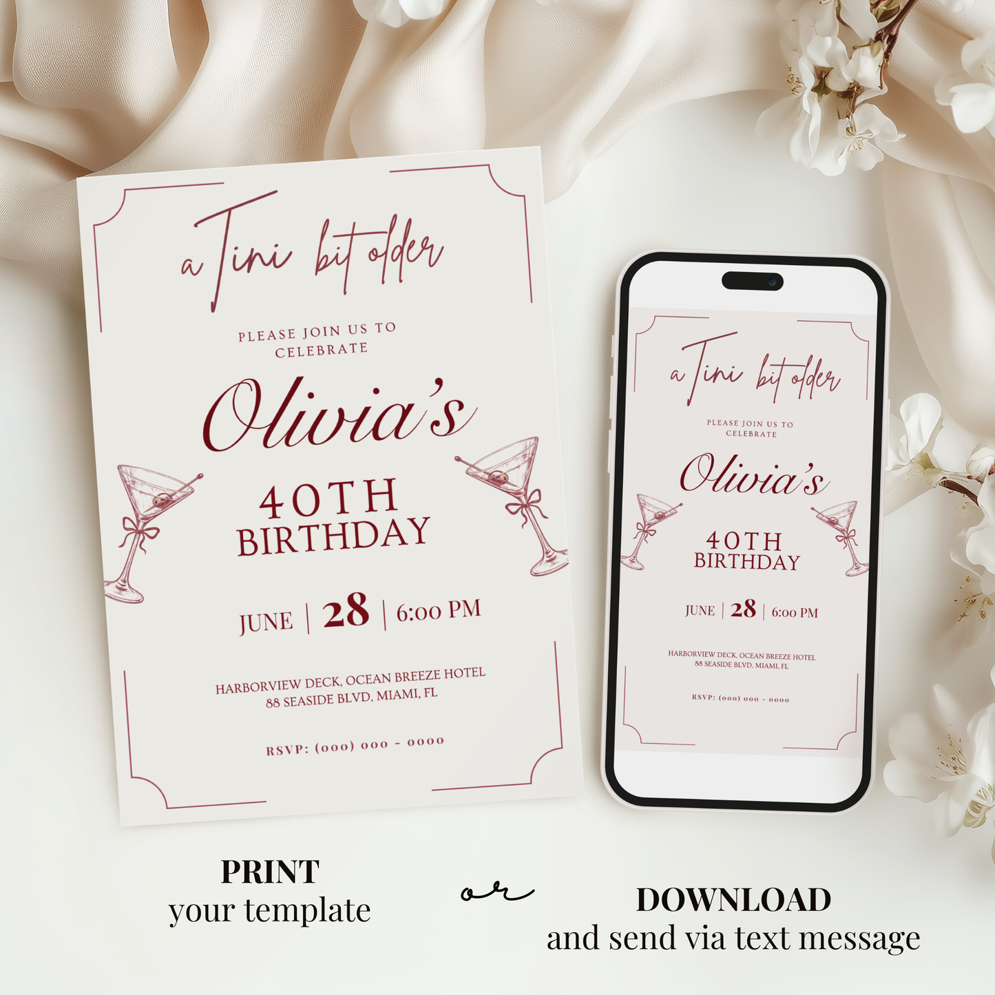A Tini Bit Older — 40th Birthday Invitation Template