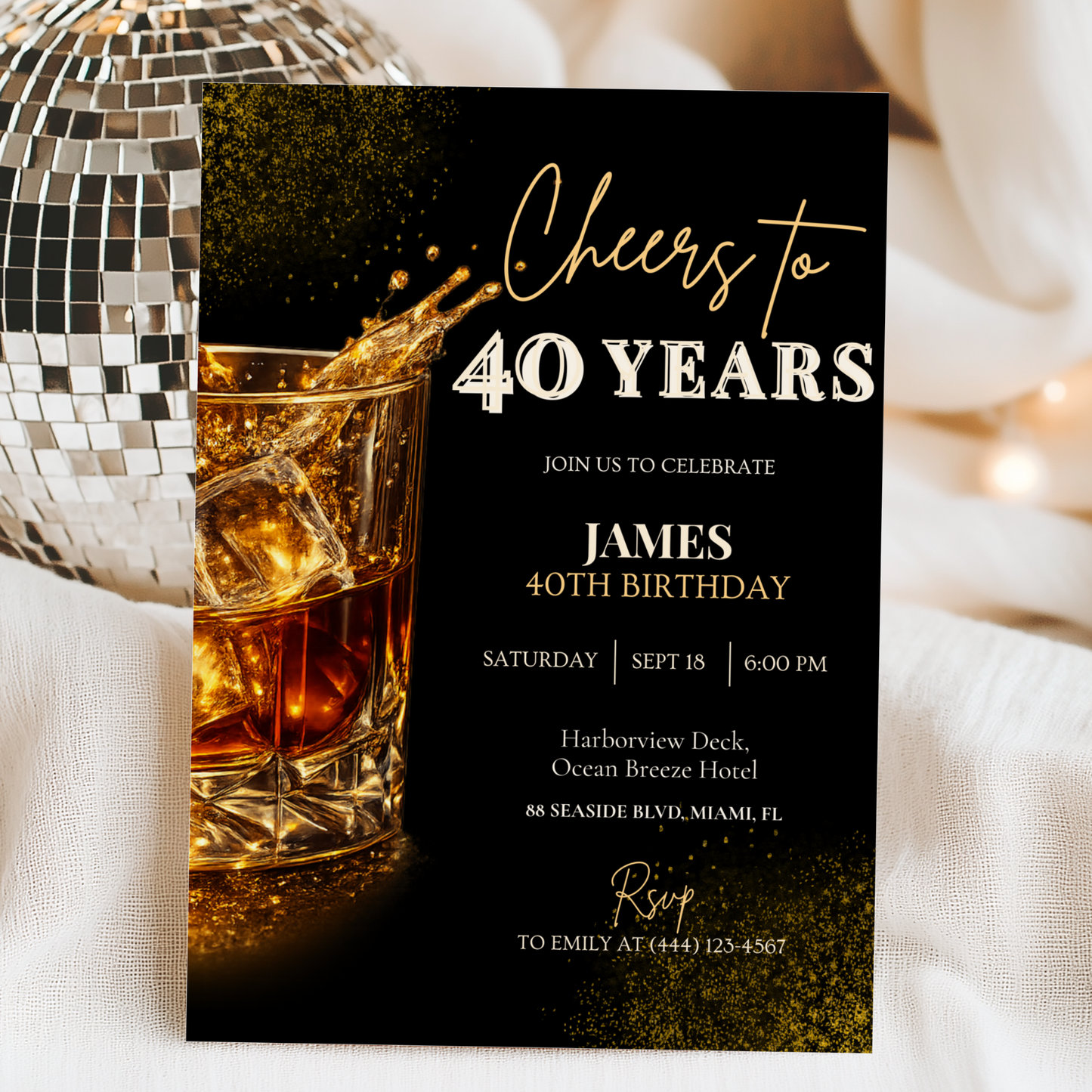 Cheers to 40 Years — 40th Birthday Invitation