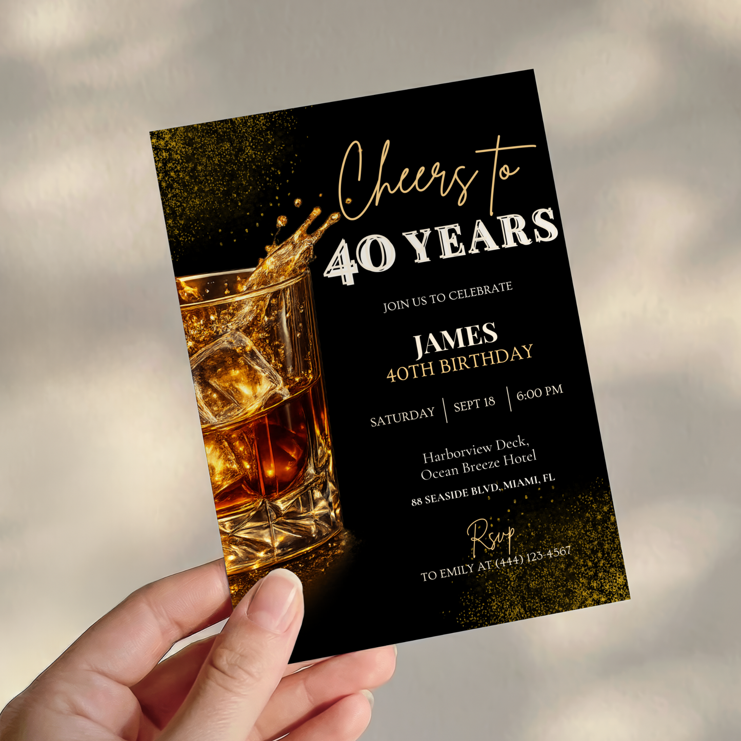 Cheers to 40 Years — 40th Birthday Invitation