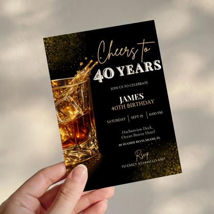 Cheers to 40 Years — 40th Birthday Invitation