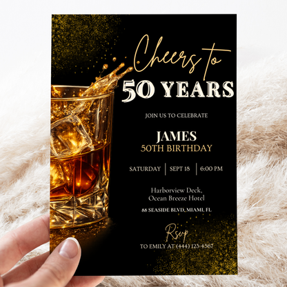 Cheers to 50 Years — 50th Birthday Invitation