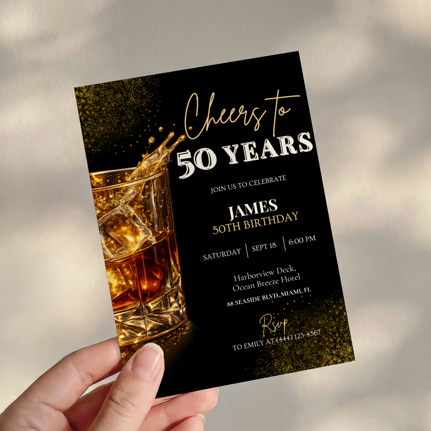 Cheers to 50 Years — 50th Birthday Invitation