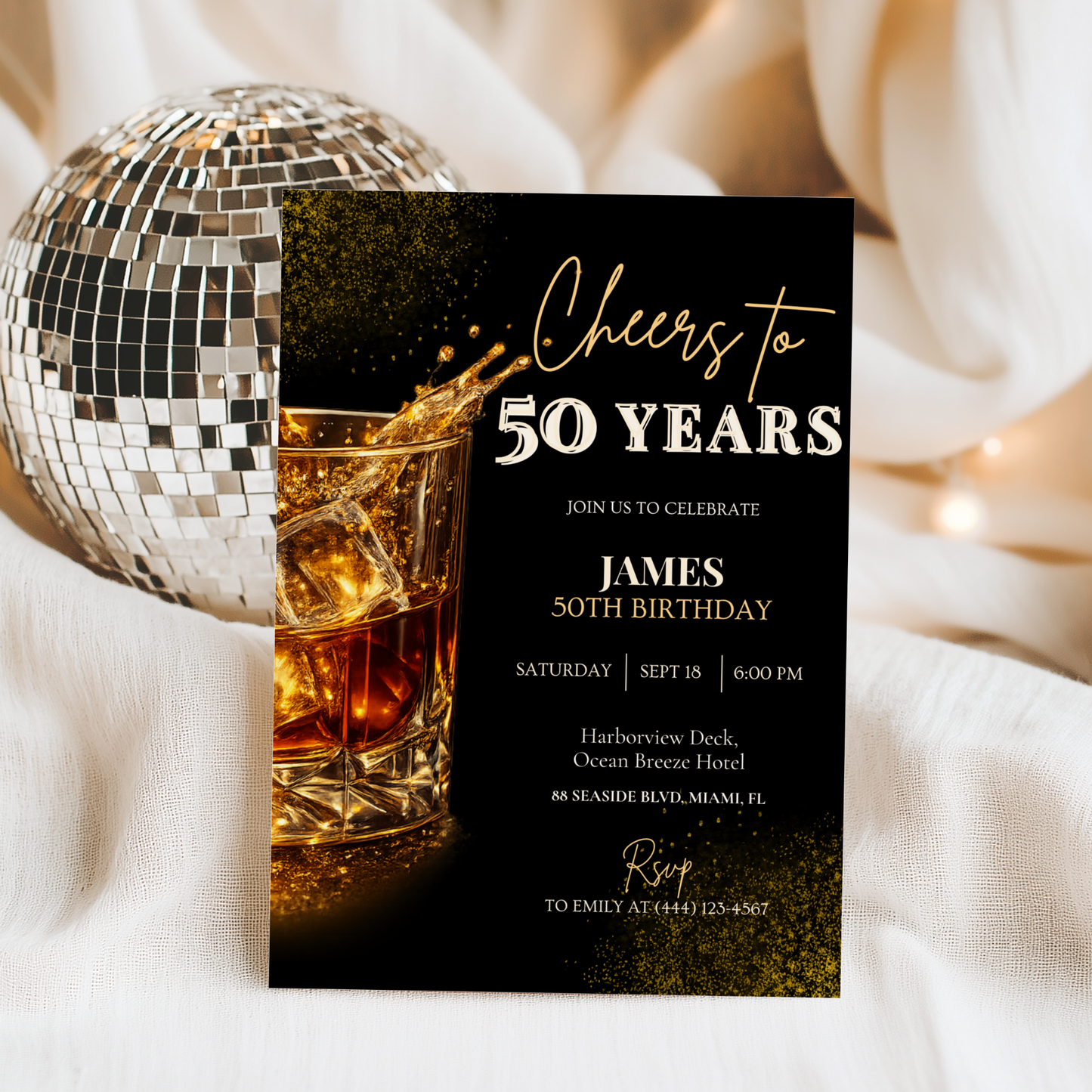 Cheers to 50 Years — 50th Birthday Invitation