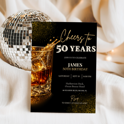 Cheers to 50 Years — 50th Birthday Invitation