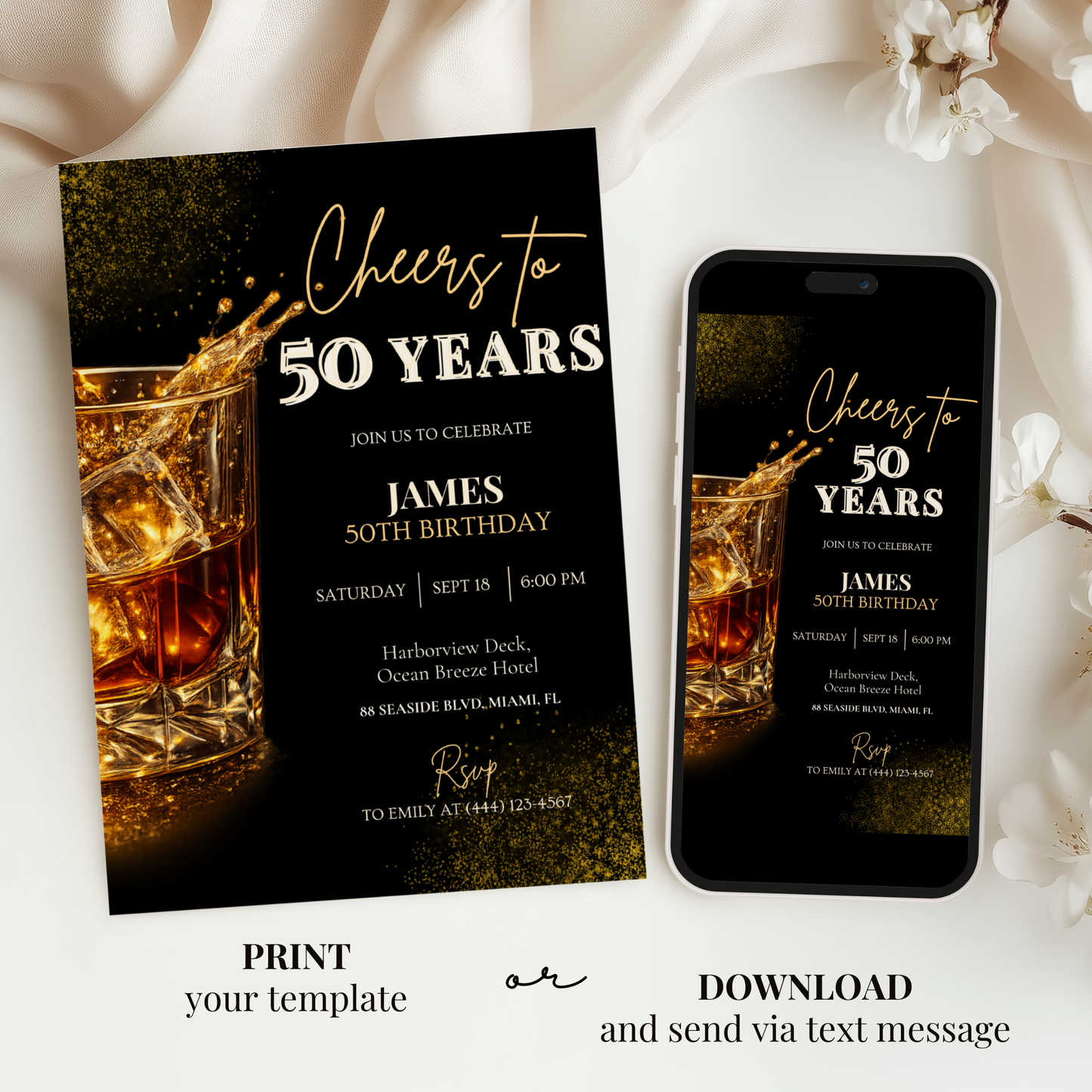 Cheers to 50 Years — 50th Birthday Invitation
