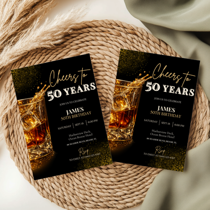 Cheers to 50 Years — 50th Birthday Invitation