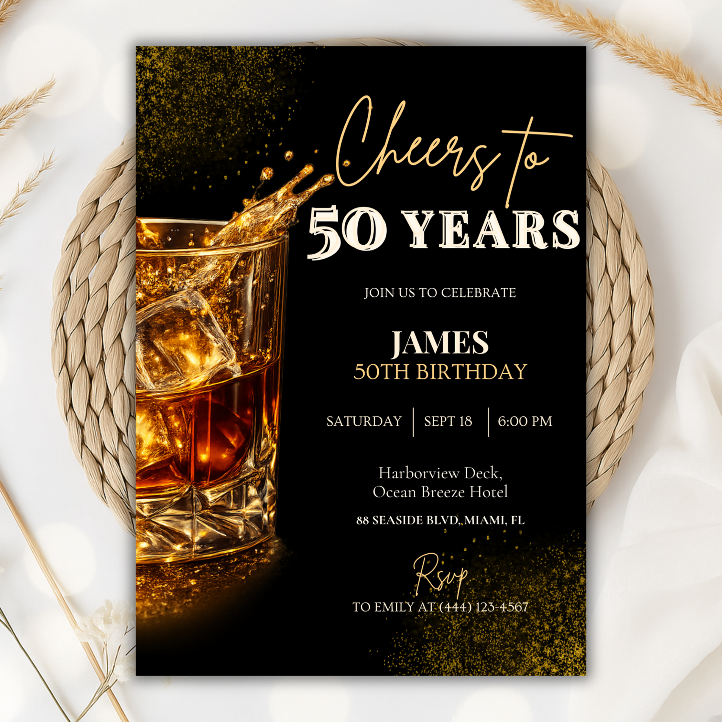 Cheers to 50 Years — 50th Birthday Invitation