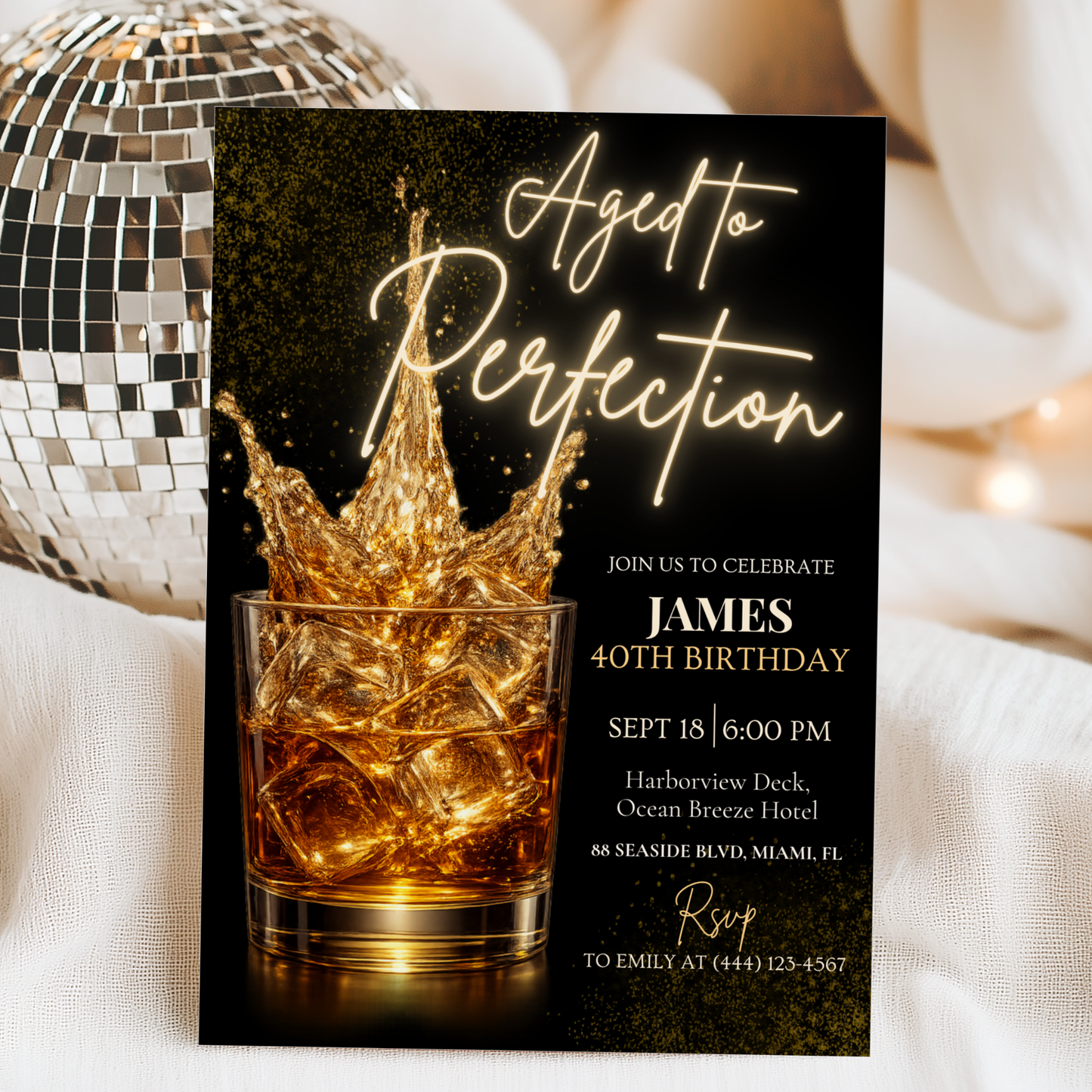 Aged to Perfection — 40th Birthday Invitation