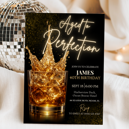 Aged to Perfection — 40th Birthday Invitation