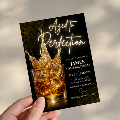 Aged to Perfection — 40th Birthday Invitation