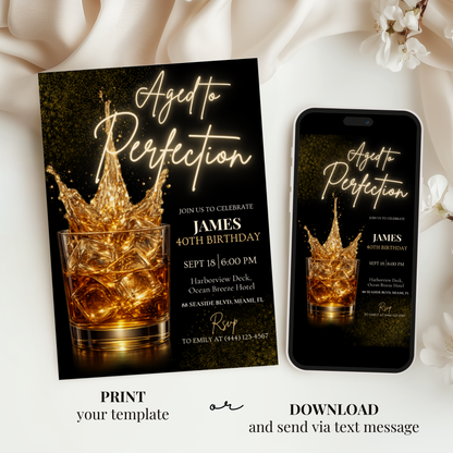Aged to Perfection — 40th Birthday Invitation