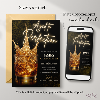 Aged to Perfection — 50th Birthday Invitation