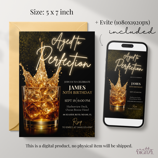 Aged to Perfection — 50th Birthday Invitation