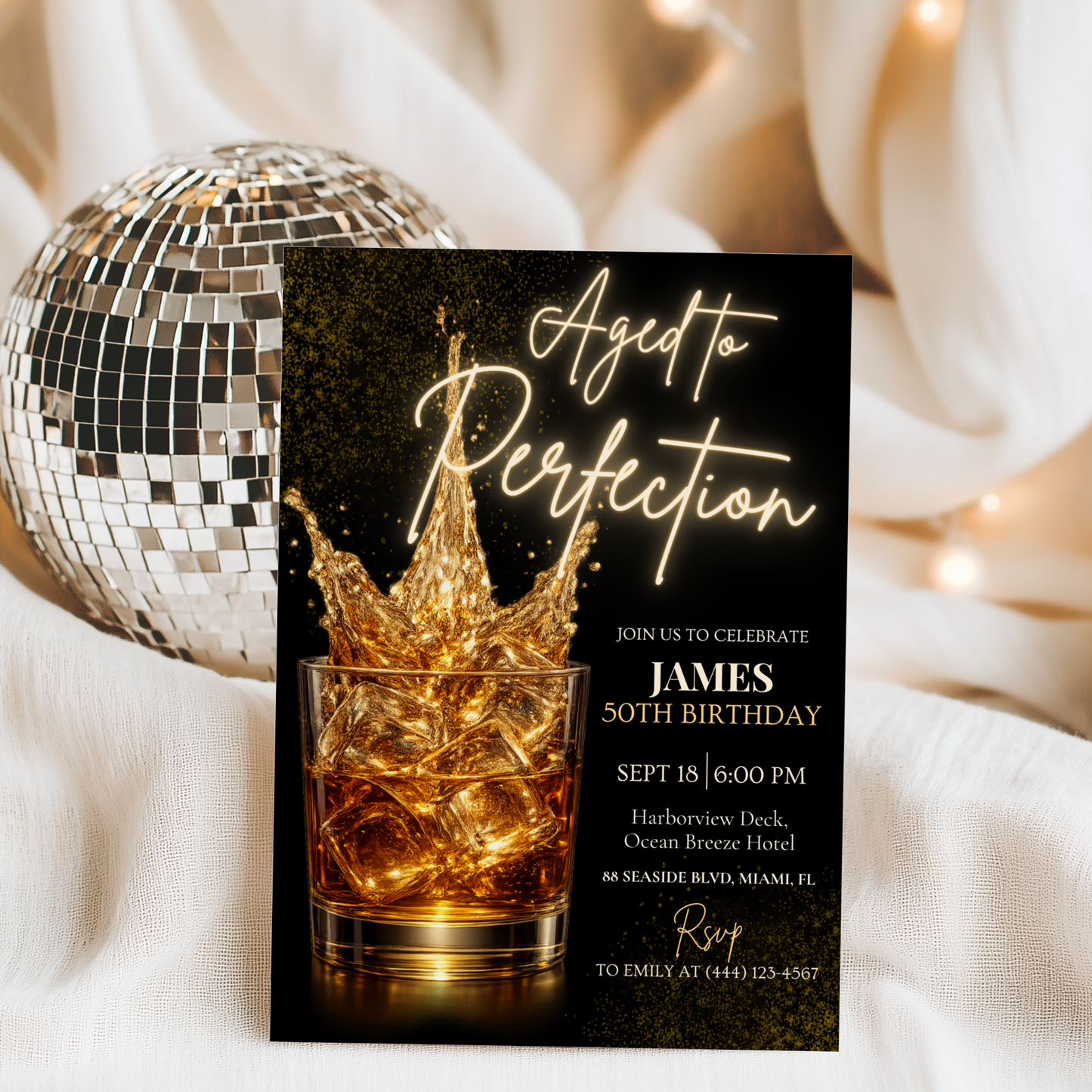 Aged to Perfection — 50th Birthday Invitation