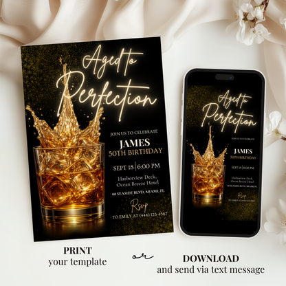 Aged to Perfection — 50th Birthday Invitation