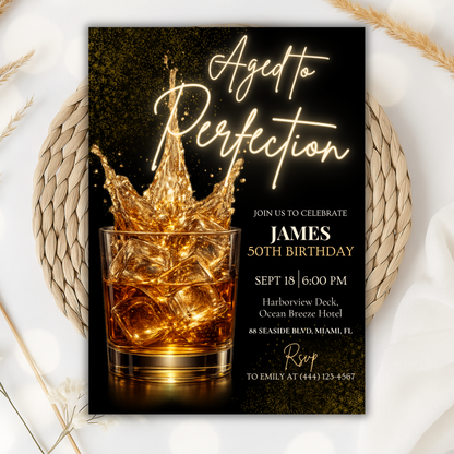 Aged to Perfection — 50th Birthday Invitation