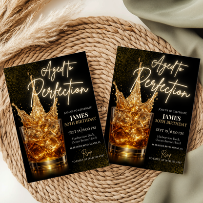 Aged to Perfection — 50th Birthday Invitation