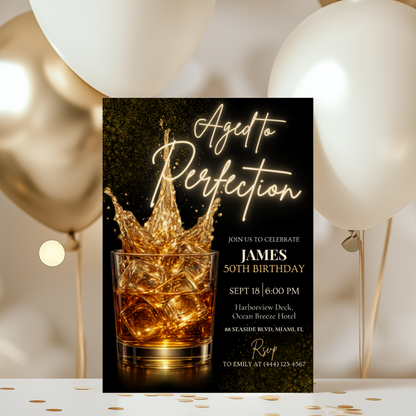 Aged to Perfection — 50th Birthday Invitation