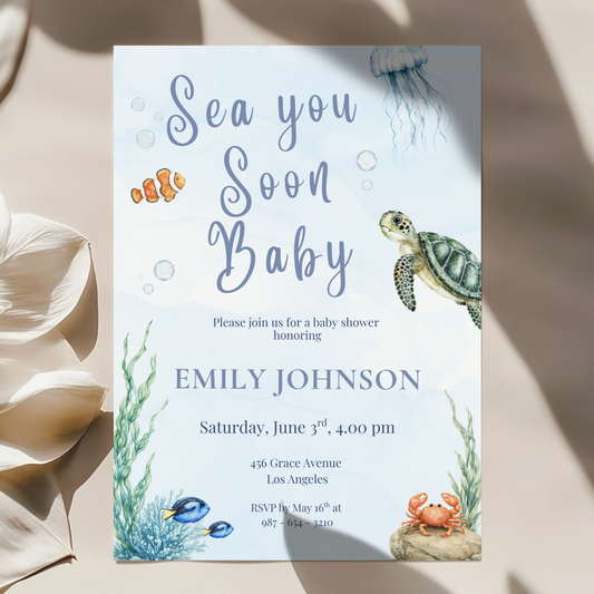 Sea You Soon Baby Shower Invitation