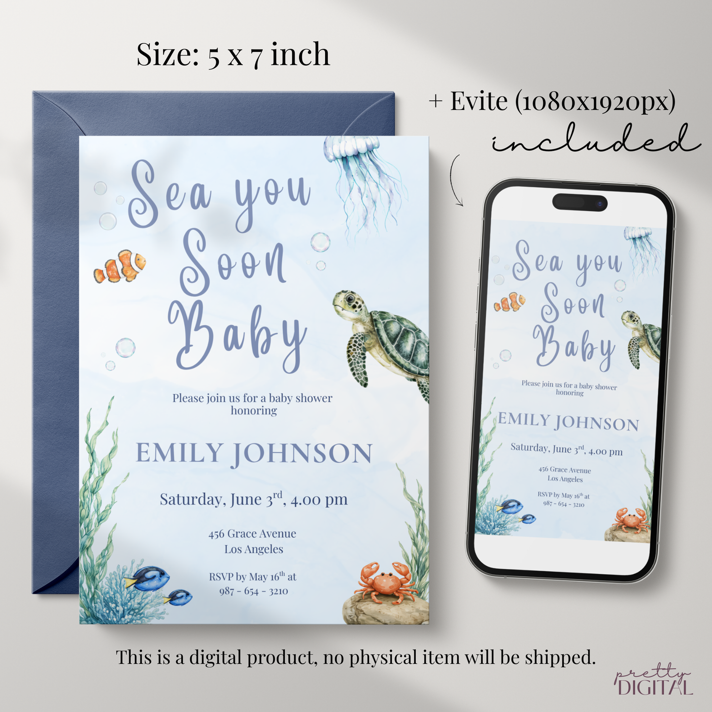 Sea You Soon Baby Shower Invitation