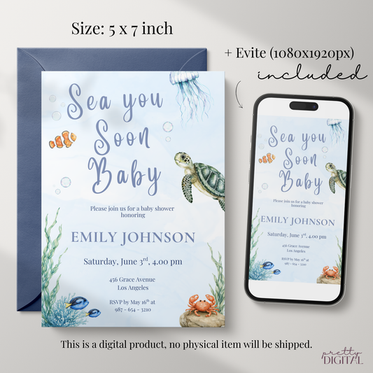 Sea You Soon Baby Shower Invitation