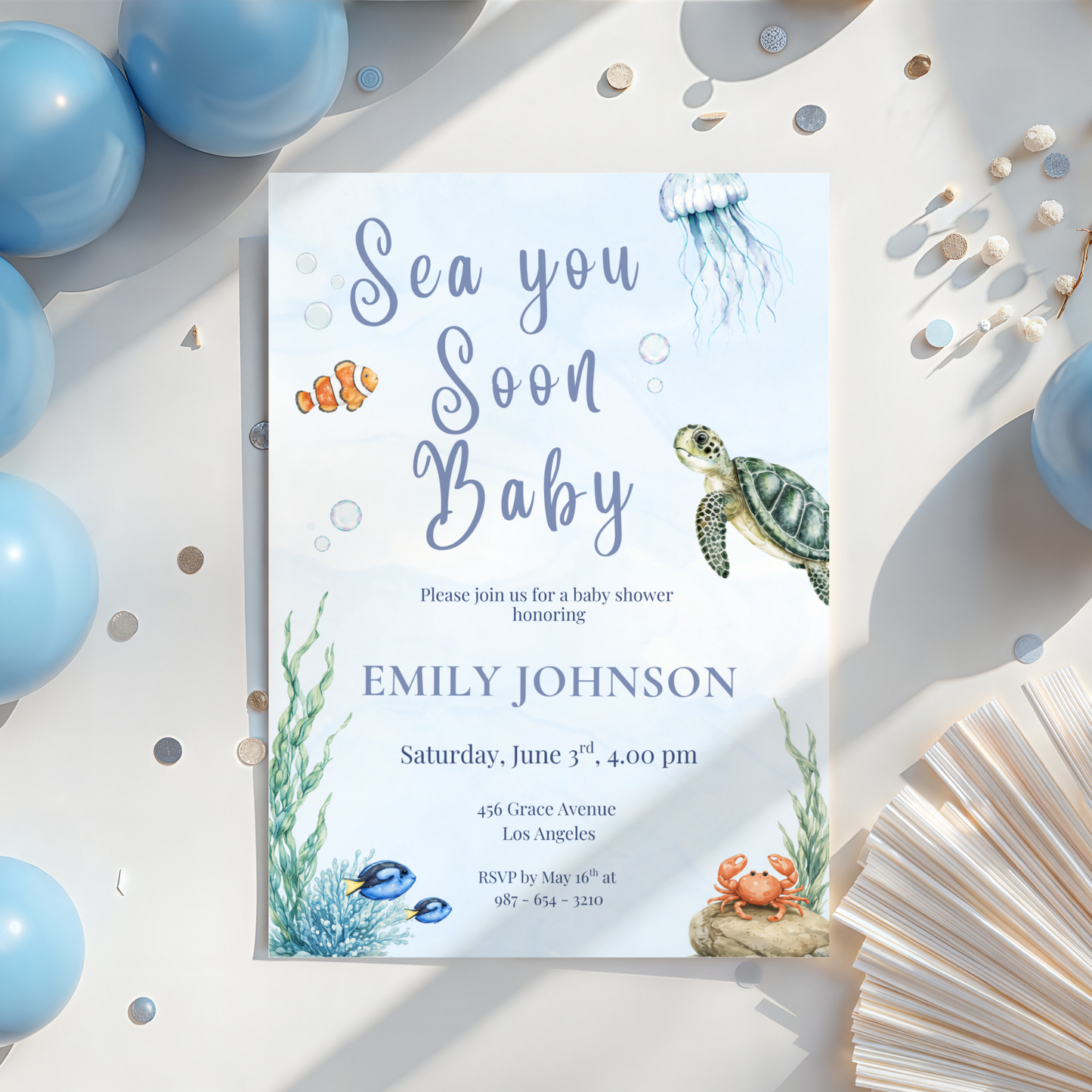 Sea You Soon Baby Shower Invitation