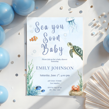 Sea You Soon Baby Shower Invitation