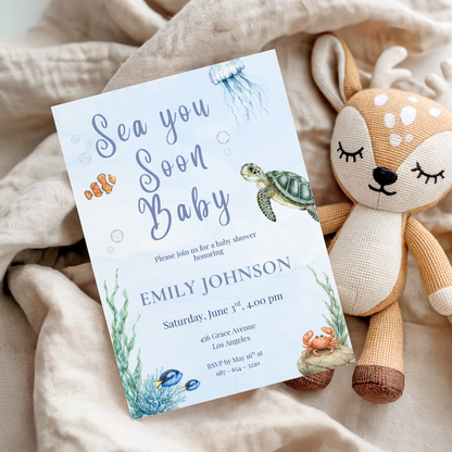 Sea You Soon Baby Shower Invitation