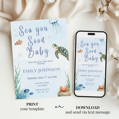 Sea You Soon Baby Shower Invitation