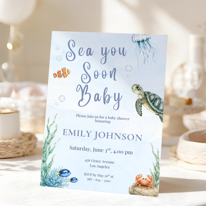 Sea You Soon Baby Shower Invitation